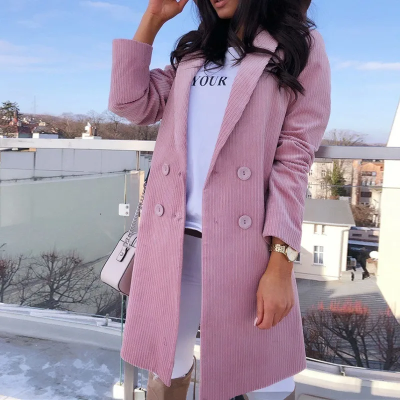 Womens Winter Office Coat Trench Jacket Ladies Long Blazer Overcoat Casual Slim Fit Outwear Plus Size