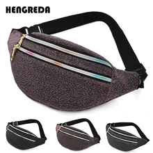 Поясная сумка женский рюкзак с одной лямкой для путешествий пояс бедра ягодицы сумка кармашки из ткани Оксфорд Hengreda Блестящий карман на молнии кошелек для мобильного телефона