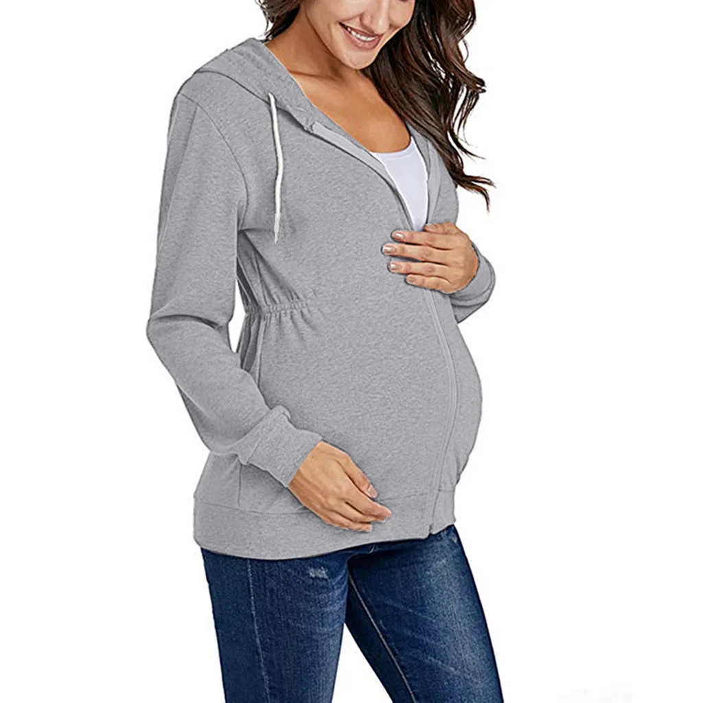 clearance maternity clothes Jacket for Pregnant Women Maternity Hoodie Sweatshirt Pregnancy Clothes Pregnant Women Breastfeeding Hooded Zipper Jacket Top Maternity Clothing hot