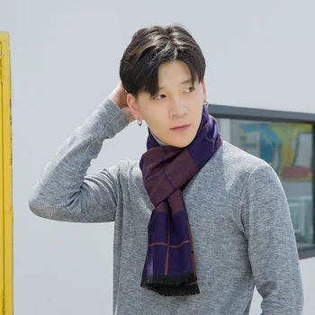

Fall and Winter 2019 New Chequered Men's Scarf Decoration Thickened Cashmere Scarf Male Spot Factory Direct Sales
