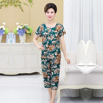 

New Fashion Women's Pajama Sets For Spring Summer Cotton Good Quality Mother's Gift Lady's Pajama Sets Comfortable Sleepwear