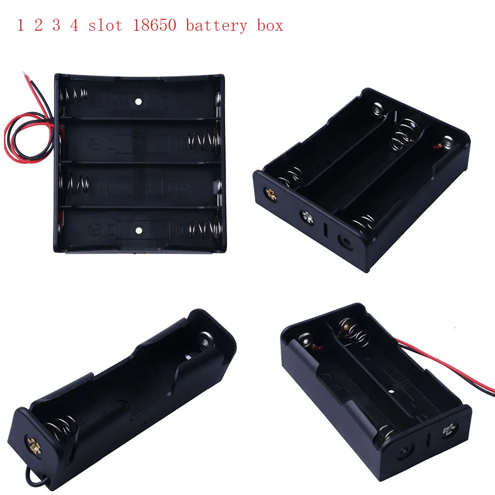 Hot 18650 Power Bank Cases 1 2 3 4 Slot 18650 Battery Holder Storage Box Case 18650 Batteries Container With Wire Lead