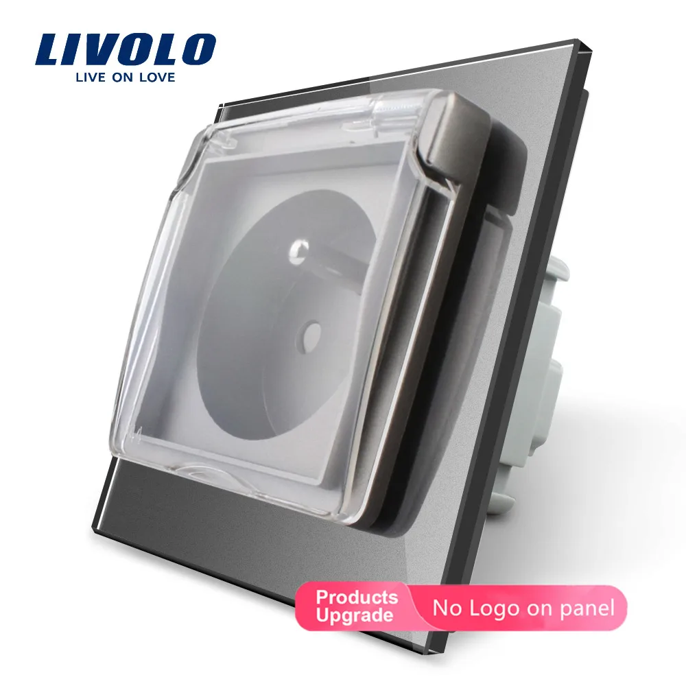Livolo новая настенная розетка, французская стандартная розетка, C7C1FRWF, 4 цвета стеклянная панель, 100~ 250 В 16A, с водонепроницаемой крышкой, без логотипа