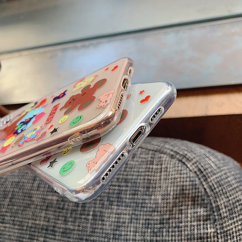INS стиль мультфильм полный медведь прозрачные чехлы для iPhone 11Pro Max 6 6s 7 8 Plus X Xs Max Xr 11 Pro мягкий чехол Fundas Capa