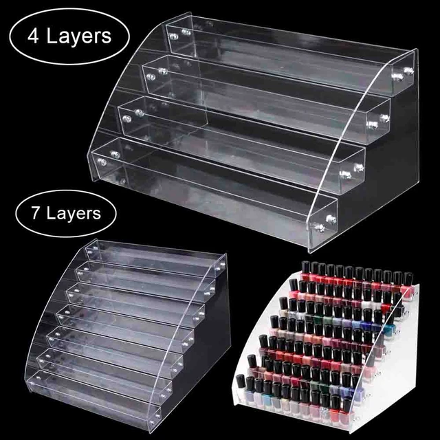 1 To 7 Tier Nail Polish Display Stand Rack Acrylic Clear Cosmetic Varnish  Nail Art Manicure Tool Organizer Plastic Storage Box - AliExpress