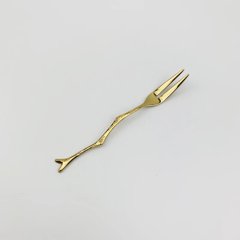 Fork3 4pcs Высококачественная вилка из нержавеющей стали для фруктов Золотая десертная вилка красивые маленькие вилки Вилка для закуски наб - Color: Fork3 4pcs