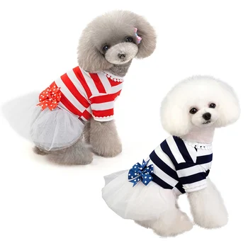 

Pet Stripes Skirt Fashion Puppy Dog Princess Dress yarn Skirt for Small and Medium Dogs Simple Dress Suit Pet Dog Tutu Dress