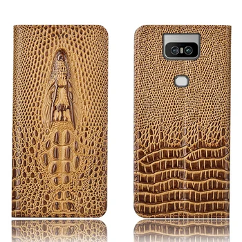 

Crocodile head pattern genuine leather case card slot holder for Asus Zenfone 6Z ZS630KL/Zenfone 6 2019 ZS630KL phone case funda