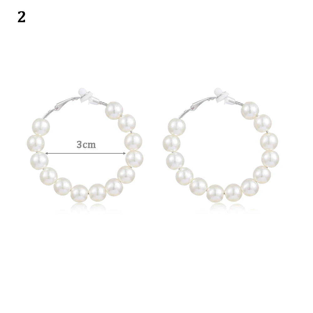 Новая мода белый имитация жемчуга большие круглые серьги-кольца геометрические серьги женские ювелирные изделия для девочек Подарки - Окраска металла: 2
