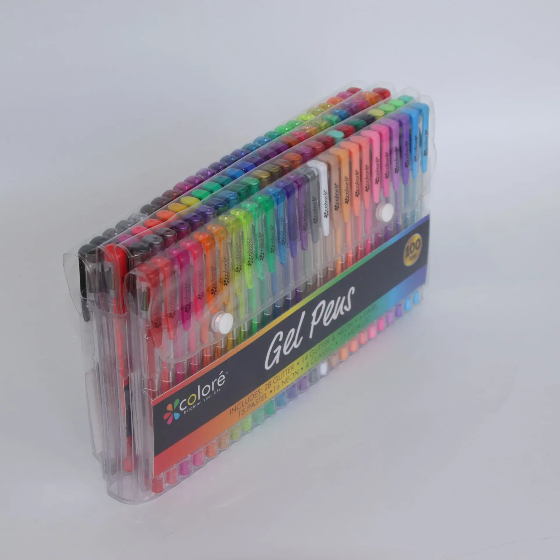 Lot de 100 stylos gel pailletés avec de superbes couleurs – Métallique,  néon, paillettes, gel roller à encre gel Stylo à paillettes pour adultes