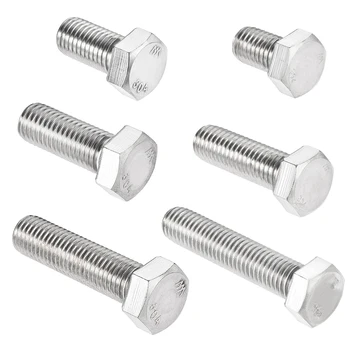 

uxcell 2pcs Hex Head Screw Bolt 5.8 Grade 304 Stainless Steel Bolts for use in Salt Fresh Water and Metals Wood Silver Tone