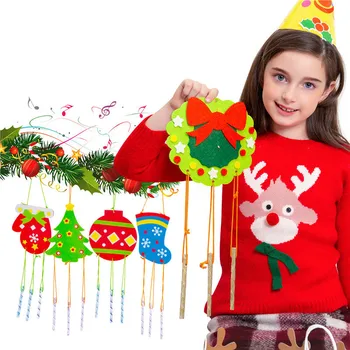 

6PCS Christmas Non woven Wind bells Children's handmade toys DIY toys Festival Christmas tree Decoration gift