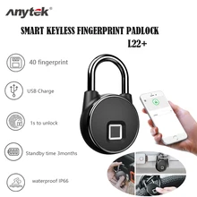 Anytek P22+Bluetooth Rechangeable Unlock Smart Keyless Fingerprint Lock Waterproof IP66  Anti-Theft Securit Door Luggage Padlock