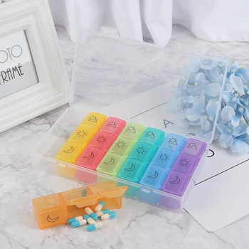 

7-color Tablet Pill Box Holder Medicine Storage Organizer Container Case 3 Row 21 Squares Weekly 7 Days Health Care Tools Hot