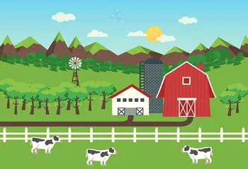 

Animated cartoon background kids photo vinyl portrait dairy farm photography backdrop for photo studio props photophone lv-495