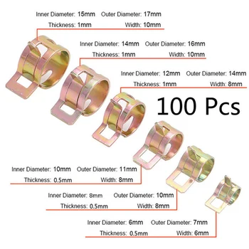 

6-22mm Metal Spring Clip Fuel Oil Water Hose Clip Pipe Tube Clamps Stainless Steel Band Clamp Assortment Fastener Accessories