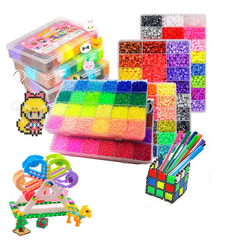 

5mm/2.6mm Hama beads 72 colors Perler Toy Kit 3D Fuse beads Puzzle box DIY Creative Handmade Craft Toy Template kids toys