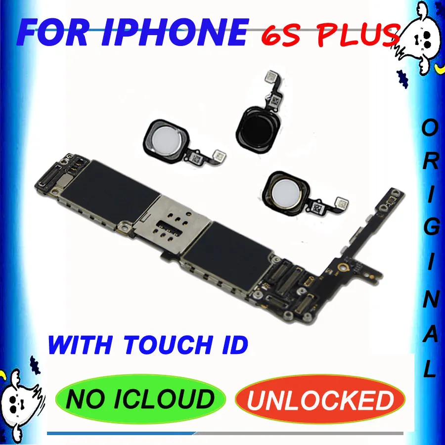 Для iPhone 6S Plus оригинальная разблокированная материнская плата для iPhone 6S Plus с/без Touch ID icloud разблокированная материнская плата