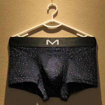 

Cockcon Men's Boxers Cotton U Convex Men Underwear Pouch Dot Print Breathable Sheer Boxershorts Boys Mid Waist Underpants Sexy