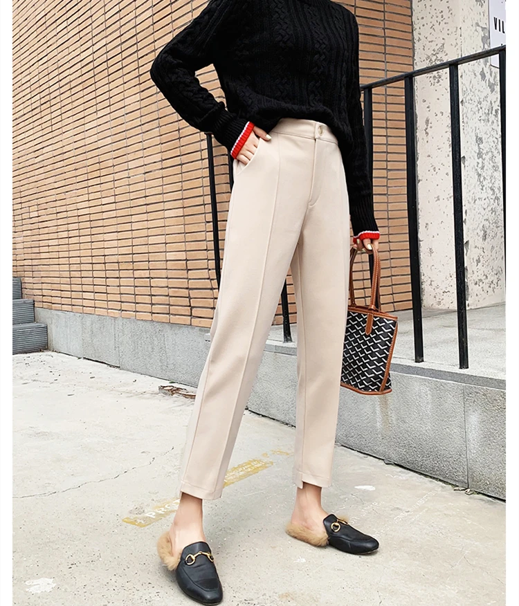 Женский Осенний офисный костюм брюки длиной до щиколотки повседневные Прямые с