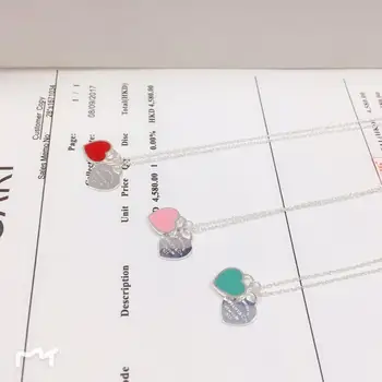 

yishi Fashionable new S925 Sterling Silver heart-shaped pendant enamel Bead Necklace TIFF multi color optional birthday gift