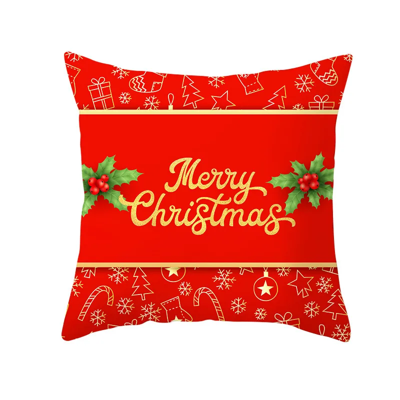 Fuwatacchi Red Printed Cushion Cover Christmas Gift Decorative Pillow Covers for Home Sofa Polyester Throw Pillowcases 45*45cm - Цвет: PC11744