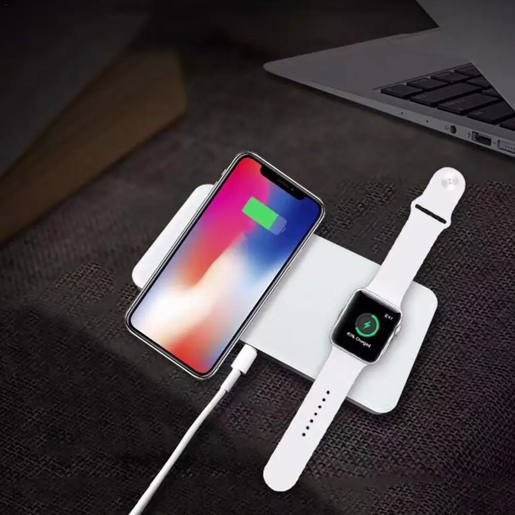 QI Беспроводное зарядное устройство для iPhone X 8 8 Plus Зарядка для samsung Galaxy S9 S8 мобильный телефон для iWatch Смарт-часы зарядное устройство