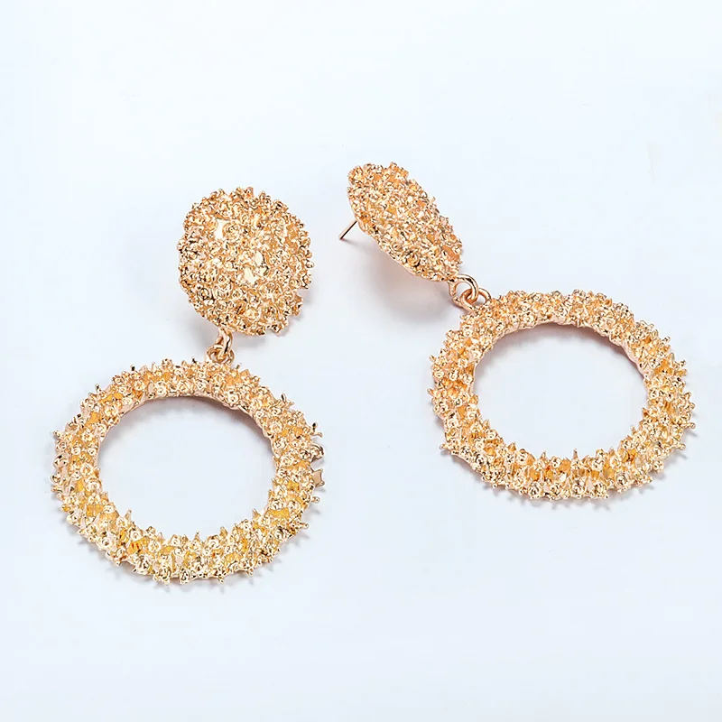 X&P Hot Geometric Earrings Metal Drop Earrings For Women Vintage Statement Gold Big Hanging Dangle Earring Brincos Jewelry - Окраска металла: Gold 2