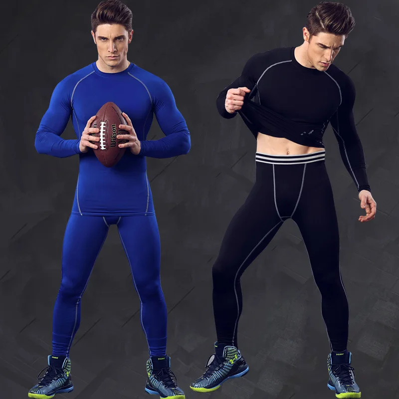

Fitness suit men's basketball running suit stretch compression speed dry suit sport tight underwear long sleeve pantsuit
