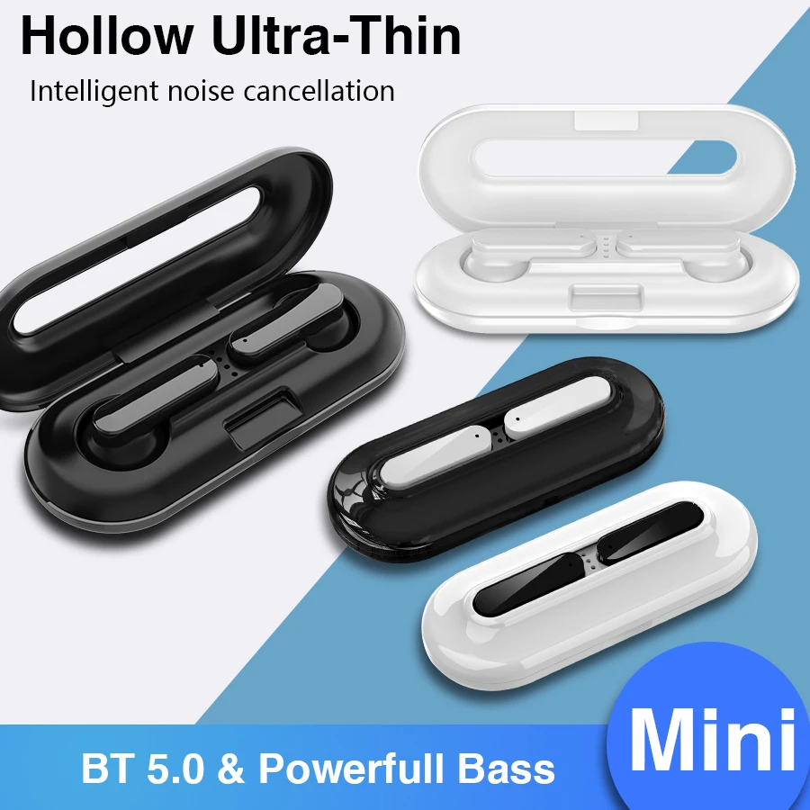 

Wireless Headphones TWS Bluetooth Earphones Ultra-Thin HiFi Mini Earbuds Sports Running Headset Noise Cancel Earphone Headphone