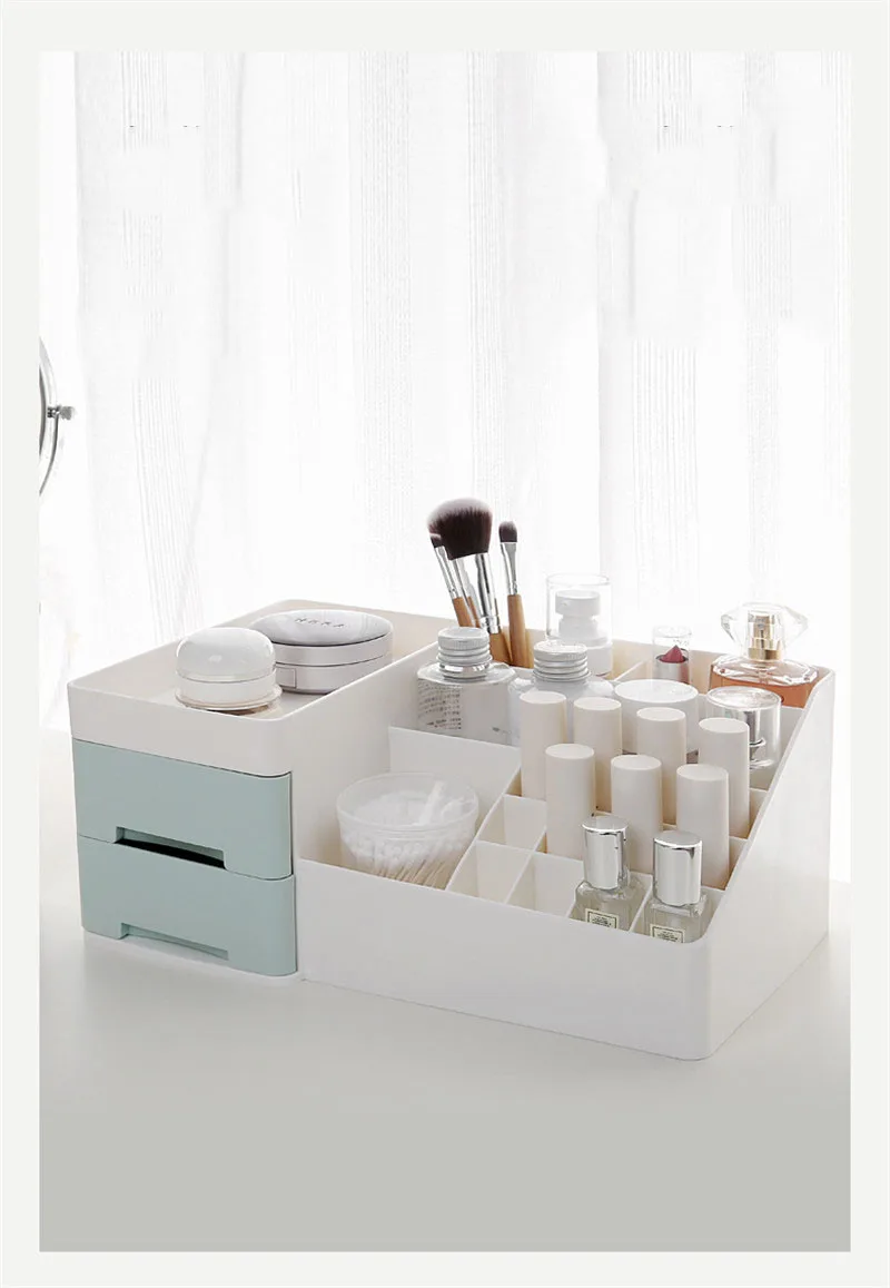 New Cosmetic Storage Box Drawer Desktop Plastic Makeup Dressing Table Skin Care Rack House Organizer Container Cosmetic Sundries