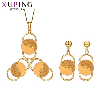 

Xuping Simple New Arrival Breaking Through Tradition Gold Color Plated High Quality Trendy Jewelry Sets for Women 60984