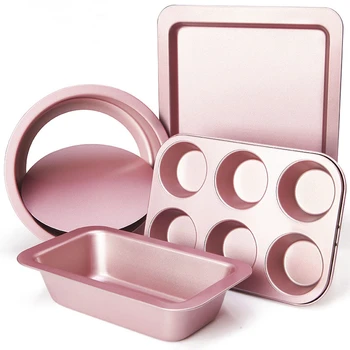 

CHEFMADE Novice Baking Tool 25 Sets Muffin Toast Biscuit Cake Bread Pizza Mold Oven Pink Molds Bakeware Sets Cake Pan Baking Set