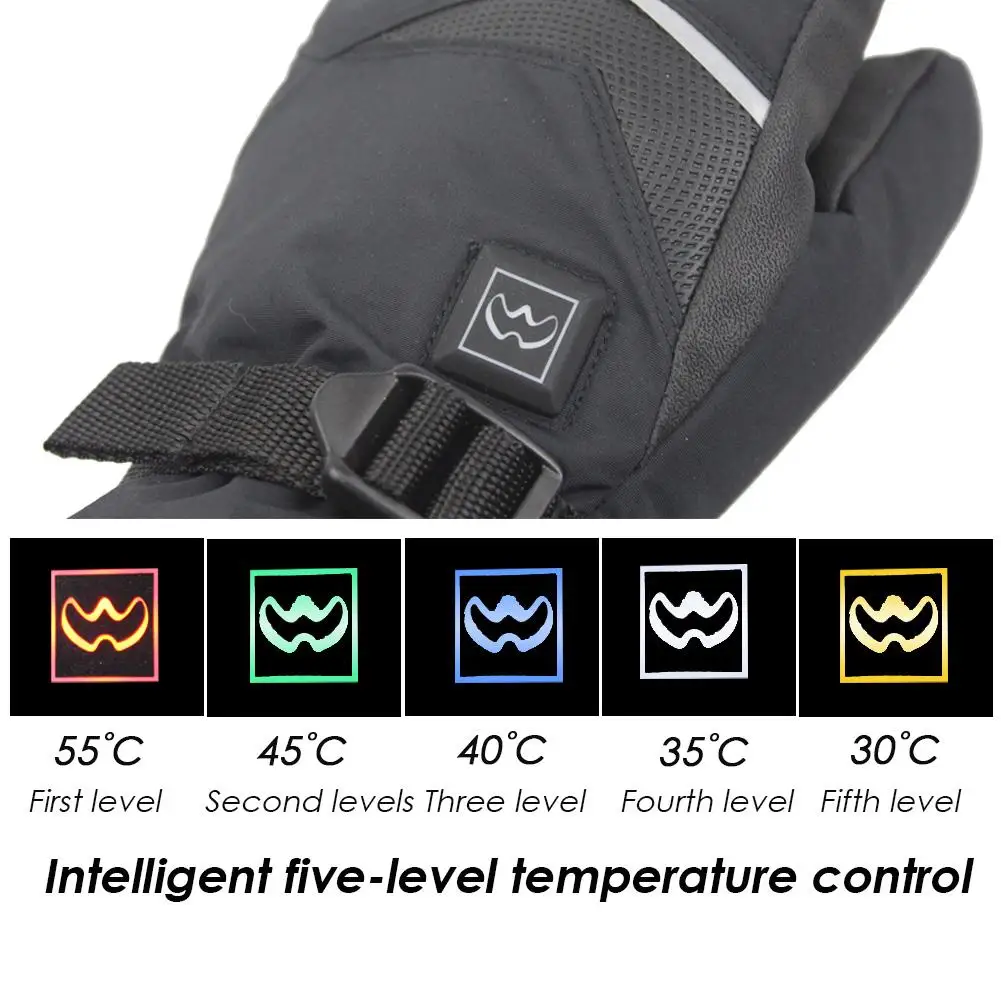 5 скоростей регулируемые мотоциклетные теплые перчатки с сенсорным экраном Нескользящие перезаряжаемые теплые перчатки с зарядкой от usb зимние велосипедные перчатки