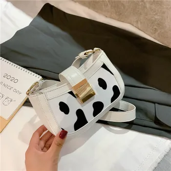 

Milk Cow Print Women's Bag Fashion Women Handbags Baguette Shape Female Shoulder Bag Underarm Women Bag 2020 hobos clucth purses