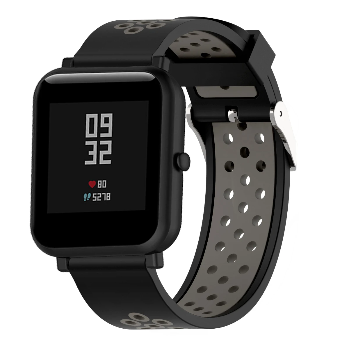 Спортивный силиконовый ремешок для Xiaomi Huami Amazfit Bip BIT PACE Lite, Молодежные умные часы с пряжкой, браслет 20 мм, сменный ремешок - Цвет: Black gray