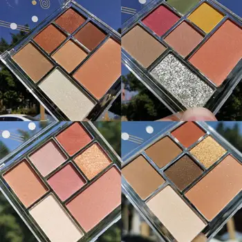 

7-color Matte Glitter Eye Shadow Plate Repair Blush Highlighting Nose Shadow Repair Brighten Skin Tone Makeup Cosmetics TSLM2