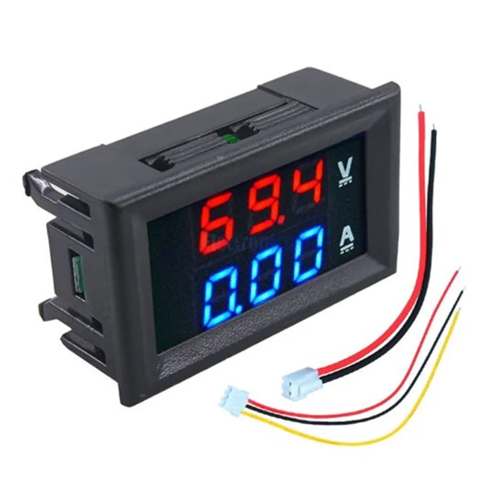 Amperometro voltmetro DC 100V 10A di alta qualità blu rosso LED Amp Dual Digital Volt Meter Gauge Detector 0.56