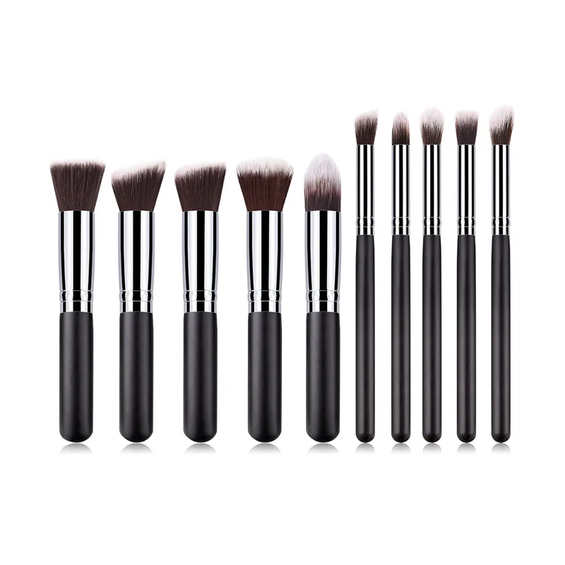 

10Pcs Makeup Brushes Set Black Silver Mini Size 14cm For Foundation Eyeshadow Powder make up Brush Cosmetic tools T10163