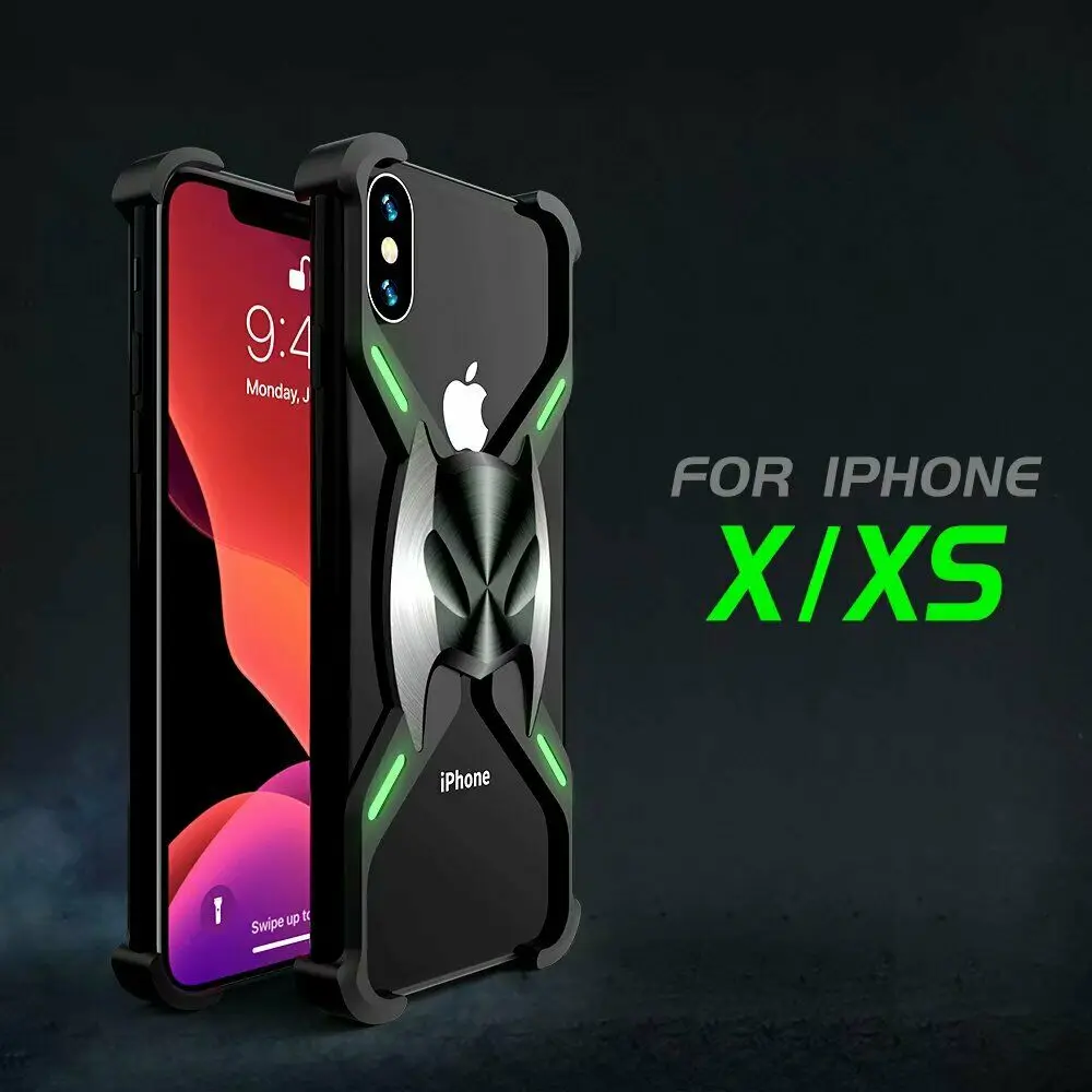 Для iPhone 11 Pro X XS Max XR 8 7 Plus Роскошная Магнитная адсорбционная маска летучей мыши Алюминиевый металлический бампер рамка чехол с покрытием в виде брони Coque - Цвет: Apple iPhone X XS