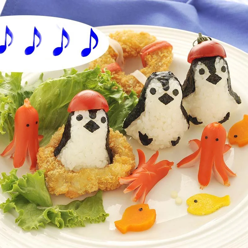 Onigiri пресс-форма для рисовых шариков с рисунком милого пингвина пресс формы форма для приготовления онигири Набор Суши удар принадлежности для бенто DIY Кухонные гаджеты