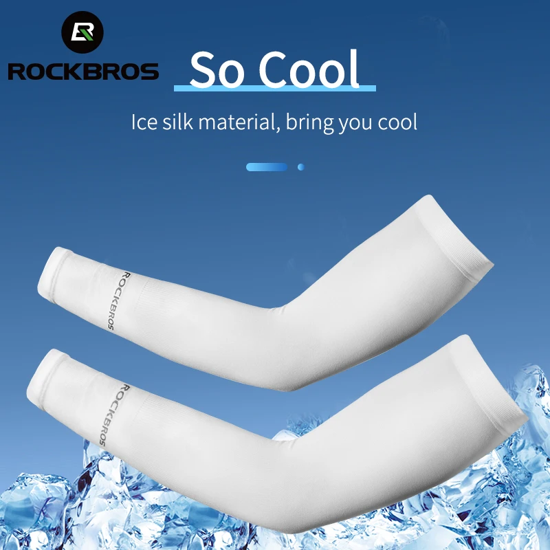 ROCKBROS Outdoor Sport Cooling Ice Silk Arm Sleeves Cover Cycling UV Protection 