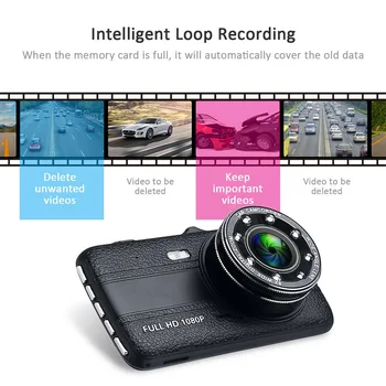 

4-inch LCD Screen Car Camera 170 Degrees Wide Angle Lens Night View Dual Lens Dashboard Camera DVR