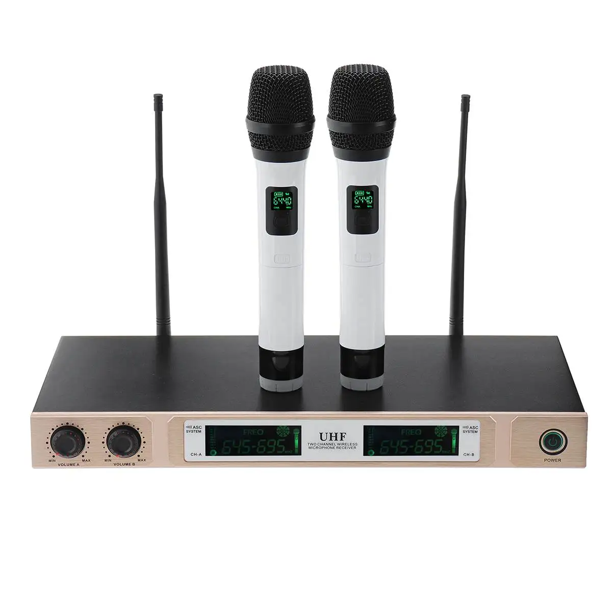 

110-220V UHF Wireless Microphone System 2 Mic Handheld Cordless Microphone LCD display KTV Speech Party supplies