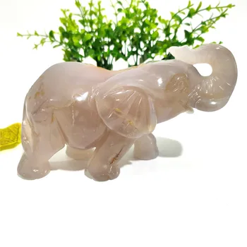 

Hand Carved Amazing Natural Geode Agate Crystal Elephant ZJP