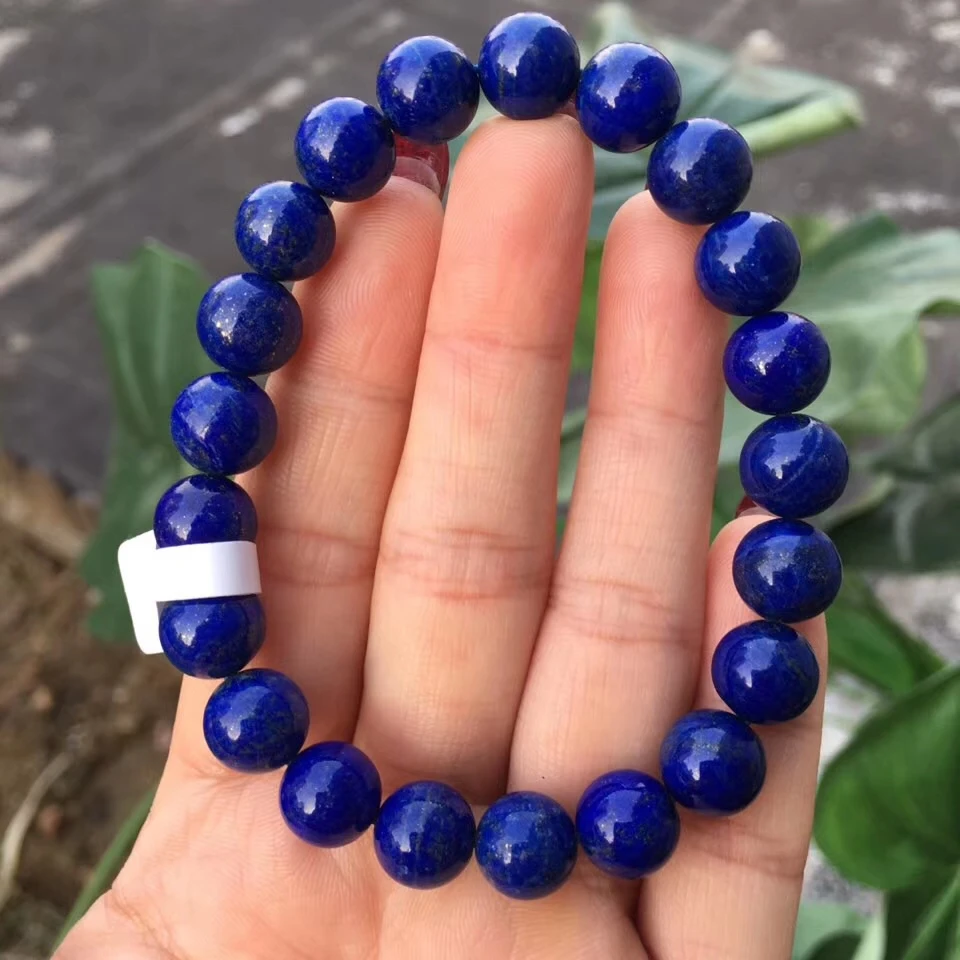 

Natural Lapis Lazuli Gemstone Round Beads Bracelet 9.5mm Stretch Woman Rare Beads Femme Crystal AAAAA