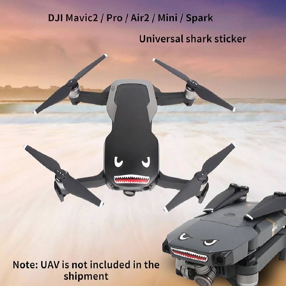 Suitable For DJI Mavic2 / Pro / Air2 Mini Spark Fuselage Universal Shark Expression Body Sticker Accessories Battery Sticker