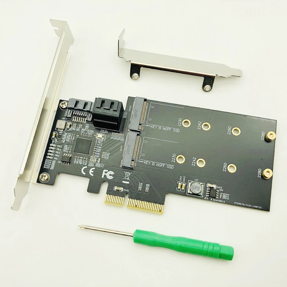 SATA Raid контроллер SATA Raid M.2 PCI Express Raid карта 2 порта SATA3.0 6 Гбит/с+ 2 порта M.2 NGFF SSD B Ключ Поддержка RAID0 RAID1 AHCI