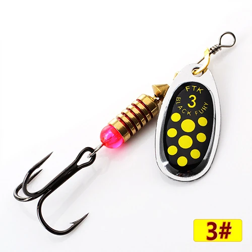 FTK 1#-5# похожие на Спиннер приманки Рыболовная ложка жесткая приманка с тройными крючками для ловли карпа - Цвет: yellow-003