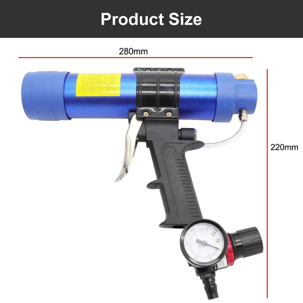 Caulking Gun Caulking Tools Caulking Gun Nozzles Caulking Nozzle 310ml Pneumatic Air Sealant Cartridge Gun Silicone Caulking Tool Caulk Nozzle Glass Rubber Grout Construction Tools